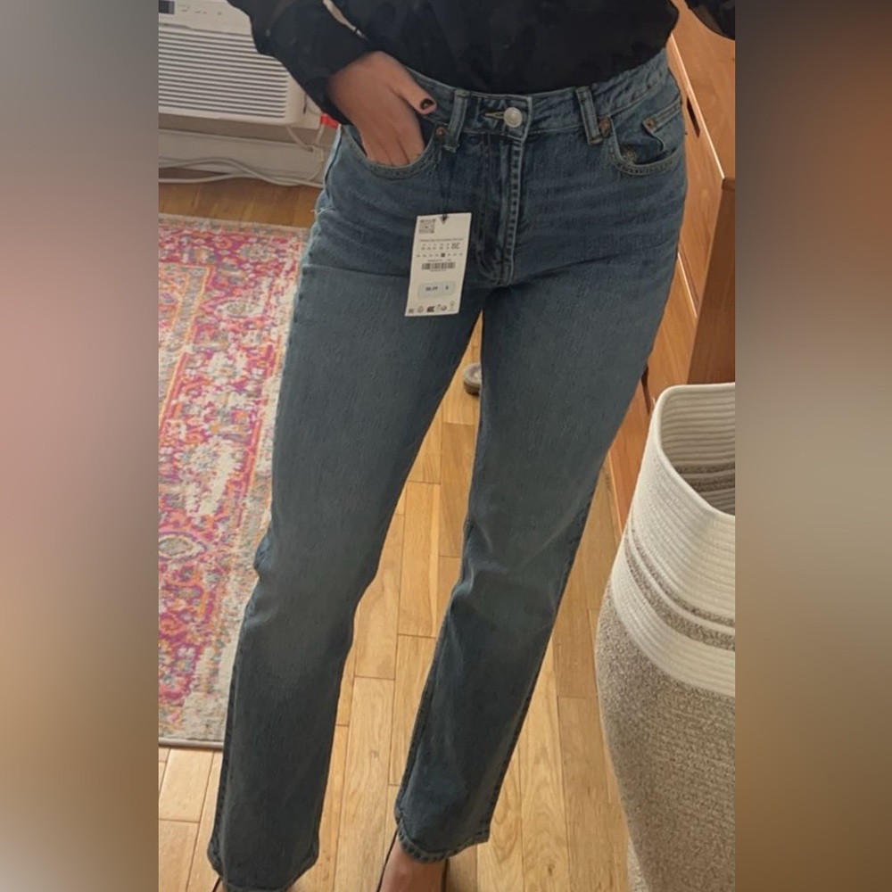 Zara straight dark wash jeans